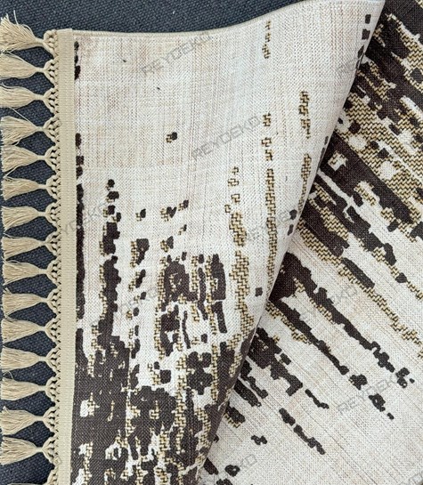 Bambu Modern Eskitme Desenli Kadife Dokunuşlu Pamuk Dokuma Taban Halı